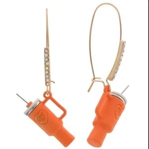 Betsey Johnson STANLEY CUP Tumbler Earrings Dangling Sparkling -New